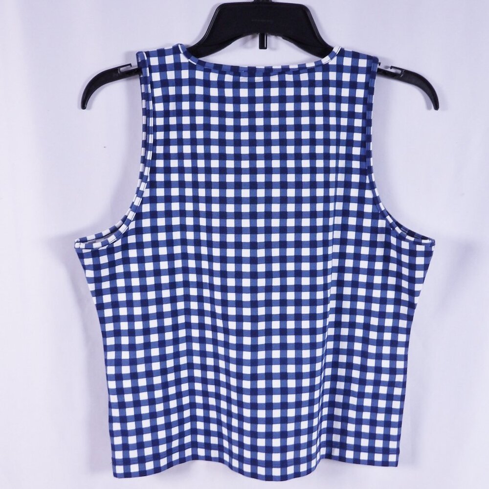 J Crew Blue & White Checkered Stretch Tank Top Sz Medium NWT - Picture 3 of 6